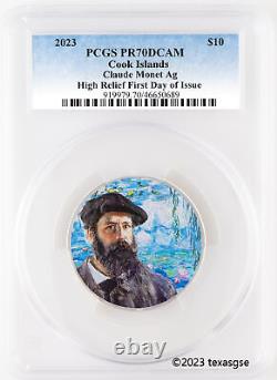 2023 Cook Islands 2 oz Silver Masters of Art Claude Monet FDI PCGS PR70 DCAM