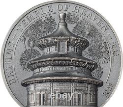 2023 Cook Islands $25 Beijing Temple of Heaven 5oz Antique Silver Coin
