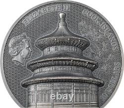 2023 Cook Islands $25 Beijing Temple of Heaven 5oz Antique Silver Coin