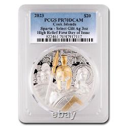 2023 Cook Islands 3 oz HR Silver Sparta PR-70 DCAM PCGS (FDI)