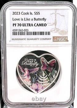 2023 Cook Islands $5 Brilliant Love Butterfly 20g Silver Coin NGC PF 70 UCAM