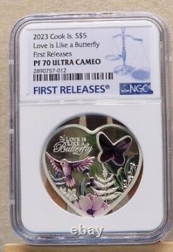 2023 Cook Islands $5 Love Is Like A Butterfly Ngc Pf70 Uc Fr Silver Coin