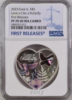 2023 Cook Islands $5 Love Is Like A Butterfly Ngc Pf70 Uc Fr Silver Coin