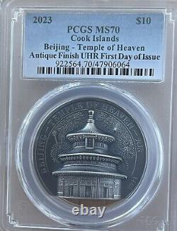 2023 Cook Islands Beijing Temple of Heaven 2 oz Silver Box COA FDOI PCGS MS70