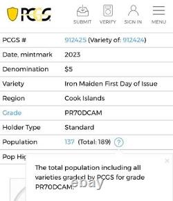 2023 Cook Islands Iron Maiden Eddie the Trooper 1 oz Silver First Day FDOI PR70