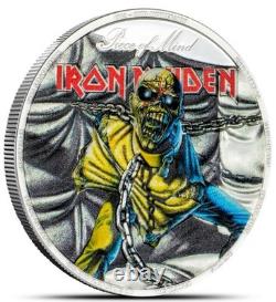2023 Cook Islands Iron Maiden Piece of Mind 2 Oz Colorized Silver Coin