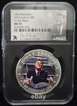 2023 Cook Islands Life of Kennedy To The Moon 7k $2 NGC MS70 FLAWLESS See Pics