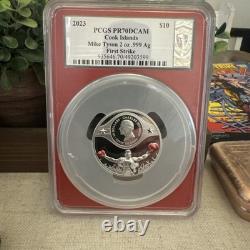 2023 Cook Islands Mike Tyson 2oz. 999 Silver PCGS PR70 DCAM $10 Signed FS