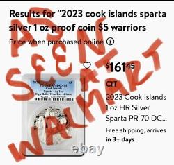 2023 Cook Islands Sparta High Relief Silver Coin PCGS PR70DCAM First Day Iss