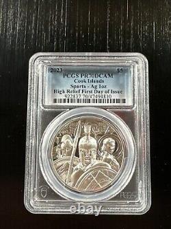 2023 Cook Islands Sparta High Relief Silver Coin PCGS PR70DCAM First Day Issue
