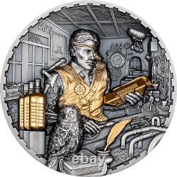 2023 Cook Islands Steampunk Science Lab 3 oz Silver Antiqued Gilded Coin