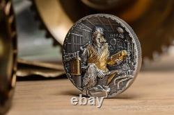 2023 Cook Islands Steampunk Science Lab 3 oz Silver Antiqued Gilded Coin