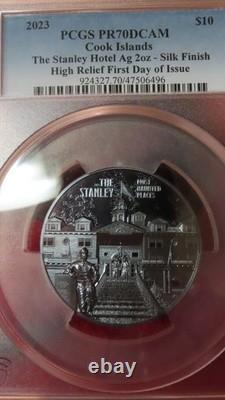 2023 Cook Islands The Stanley Hotel Ag 2 Oz Silk Finish High Relief PCGS PR70