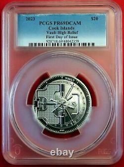 2023 Cook Islands VAULT, 3 oz. Silver High Relief, PCGS PR69 Box/COA-Free Ship