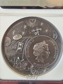 2023 NGC MS70 Cook Is. S$10 Astrolabe 2oz Antique finish Silver Coin