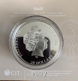 2023 Silver Coin 3 Oz Cooks Islands Proof Vault CIT Limited Mint High Relief