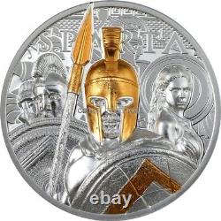 2023 Sparta ultra high relief 3 proof silver coin gilded Cook Islands