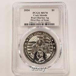 2024 $1 Cook Islands 1 oz. 9999 Silver Pearl Harbor Sailor PCGS MS 70 Q6206