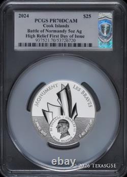 2024 $25 Cook Islands Silver 5oz Battle of Normandy PCGS PR70DCAM FDI