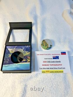 2024 25$ HAWAII TOPOGRAPHY 5 oz Ultra High Relief Silver Proof Coin-MINTAGE 777