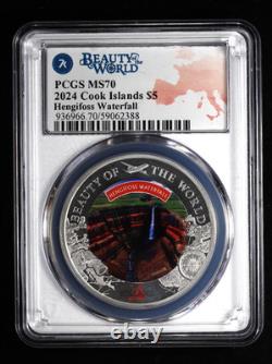 2024 $5 Cook Islands Beauty of The World Hengifoss Waterfall PCGS MS70