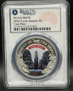 2024 $5 Cook Islands Cape Hauy 1 oz. 999 Silver PCGS MS70