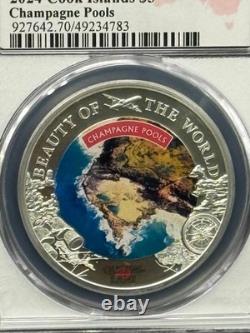 2024 $5 Cook Islands Champagne Falls 1 oz. 999 Silver PCGS MS70