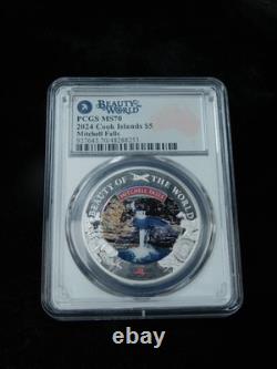 2024 $5 Cook Islands Mitchell Falls 1 oz. 999 Silver Coin PCGS MS70 7k Color