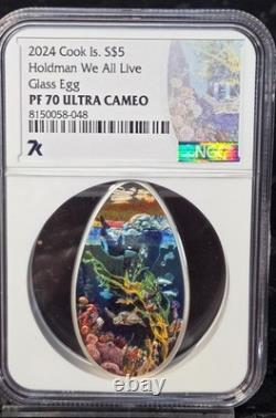 2024 Cook Island Silver $5 Holdman We All Live Glass Egg Proof NGC PF70 UC