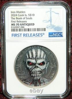 2024 Cook Islands $10 Iron Maiden Book Of Souls 2oz Coin Ngc Pf70 Ultra Cameo Fr