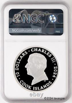 2024 Cook Islands $10 Peaks K2 Silver 2oz Coin NGC PF70 First Release