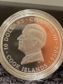 2024 Cook Islands 2 oz Silver $10 Motorbike Black Proof High Relief CIT