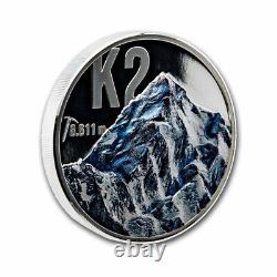 2024 Cook Islands 2 oz Silver Proof Mountain Peaks K2