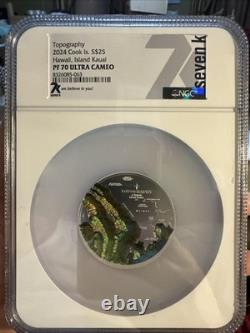 2024 Cook Islands $25 Hawaii Ngc PF 70 UC Topography First Releases 5oz Silver
