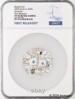 2024 Cook Islands 5oz Silver $25 Bucket List Santorini NGC PF70 First Release