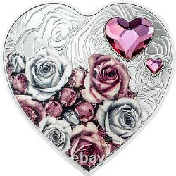 2024 Cook Islands Brilliant Love ROSES Coin 20g silver heart shaped proof CIT