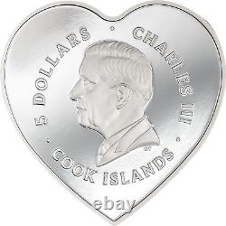 2024 Cook Islands Brilliant Love ROSES Coin 20g silver heart shaped proof CIT