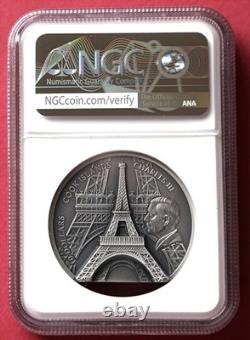 2024 Cook Islands EIFFEL TOWER, NGC MS70, 2 oz. Silver Antique Coin-First Releas
