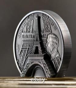 2024 Cook Islands EIFFEL TOWER, NGC MS70, 2 oz. Silver Antique Coin-First Releas