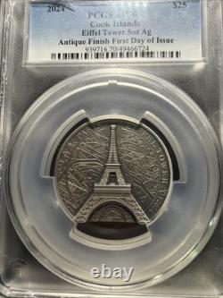 2024 Cook Islands Eiffel Tower 5oz Antique Finish FDI