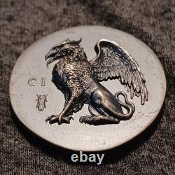 2024 Cook Islands Gryphon Numismatic Icons 1oz Silver Antiqued Coin. Coin Only