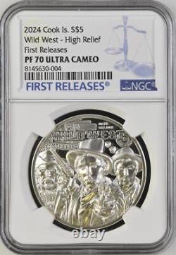 2024 Cook Islands Legends Wild West 1oz Silver Coin $5 NGC 70 FR CIT