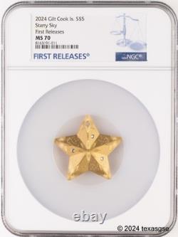 2024 Cook Islands Silver 1oz $5 Starry Sky Gilt Ornament NGC MS70 First Release