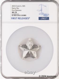 2024 Cook Islands Silver 1oz $5 Starry Sky Ornament NGC MS70 First Release