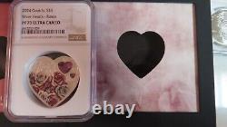 2024 Cook Islands Silver Hearts Roses Love Swarovski Embedded PCGS PR70