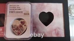 2024 Cook Islands Silver Hearts Roses Love Swarovski Embedded PCGS PR70