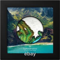2024 Cook Islands Topography Hawaii Kauai 5oz Silver Coin Ultra High Relief