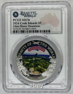 2024 PCGS MS70, 1oz. 999 Fine Silver, Glass House Mountains, Cook Islands