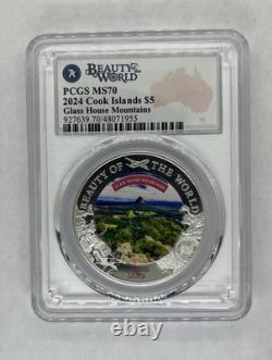 2024 PCGS MS70, 1oz. 999 Fine Silver, Glass House Mountains, Cook Islands