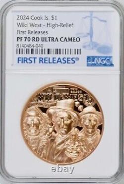 2024 Wild West Cook Islands $1 50g Copper First Release NGC PF70RD